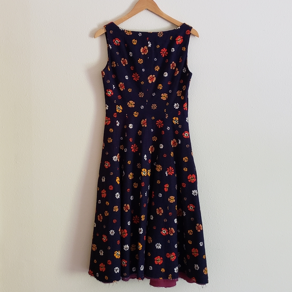 Vintage 80s Mod Floral Button Front Midi Dress - Picture 10 of 12